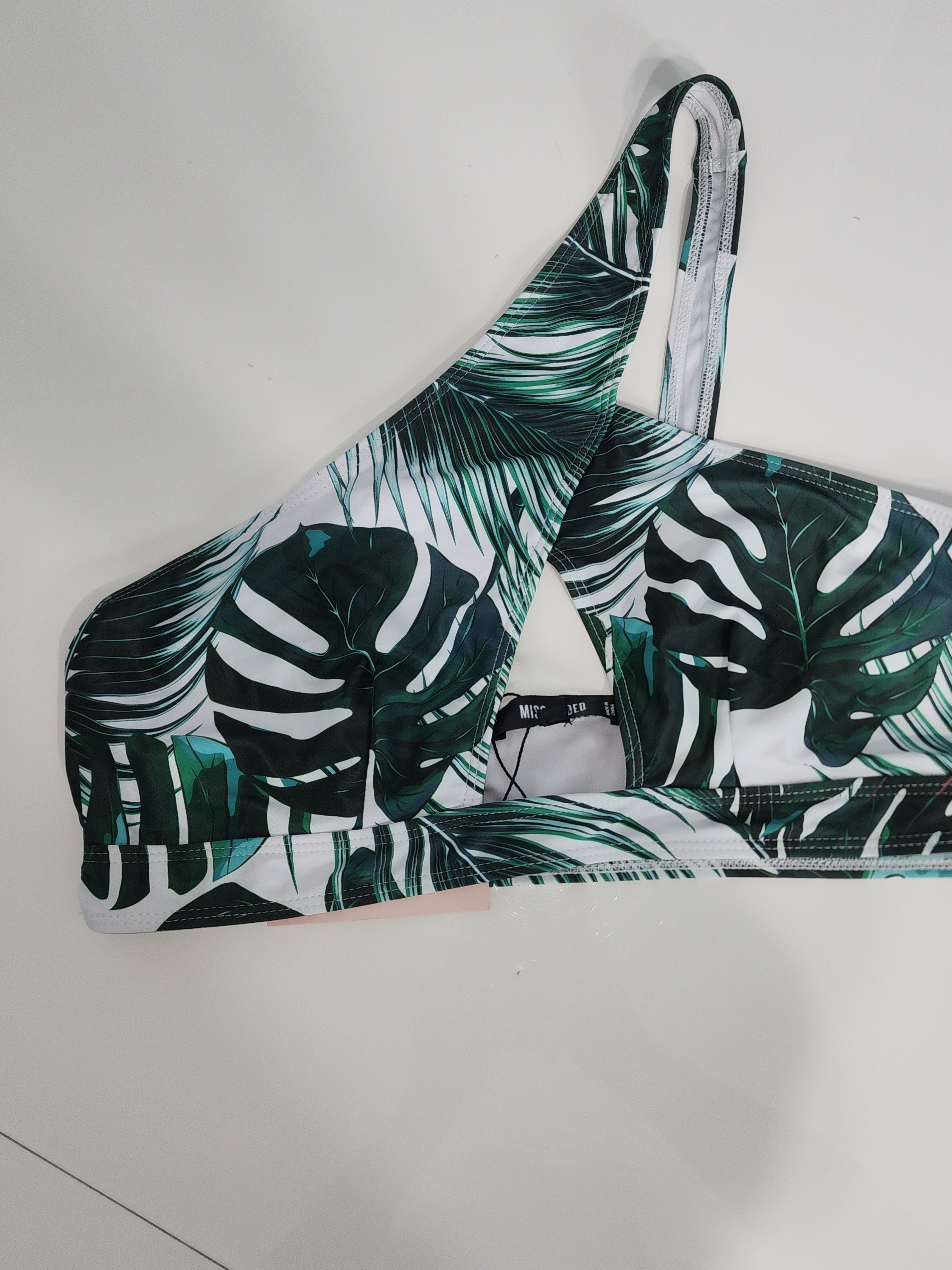Missguided Green Palm Leaf Bikini Top